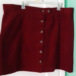 NWT F21 Burgundy Corduroy Skirt